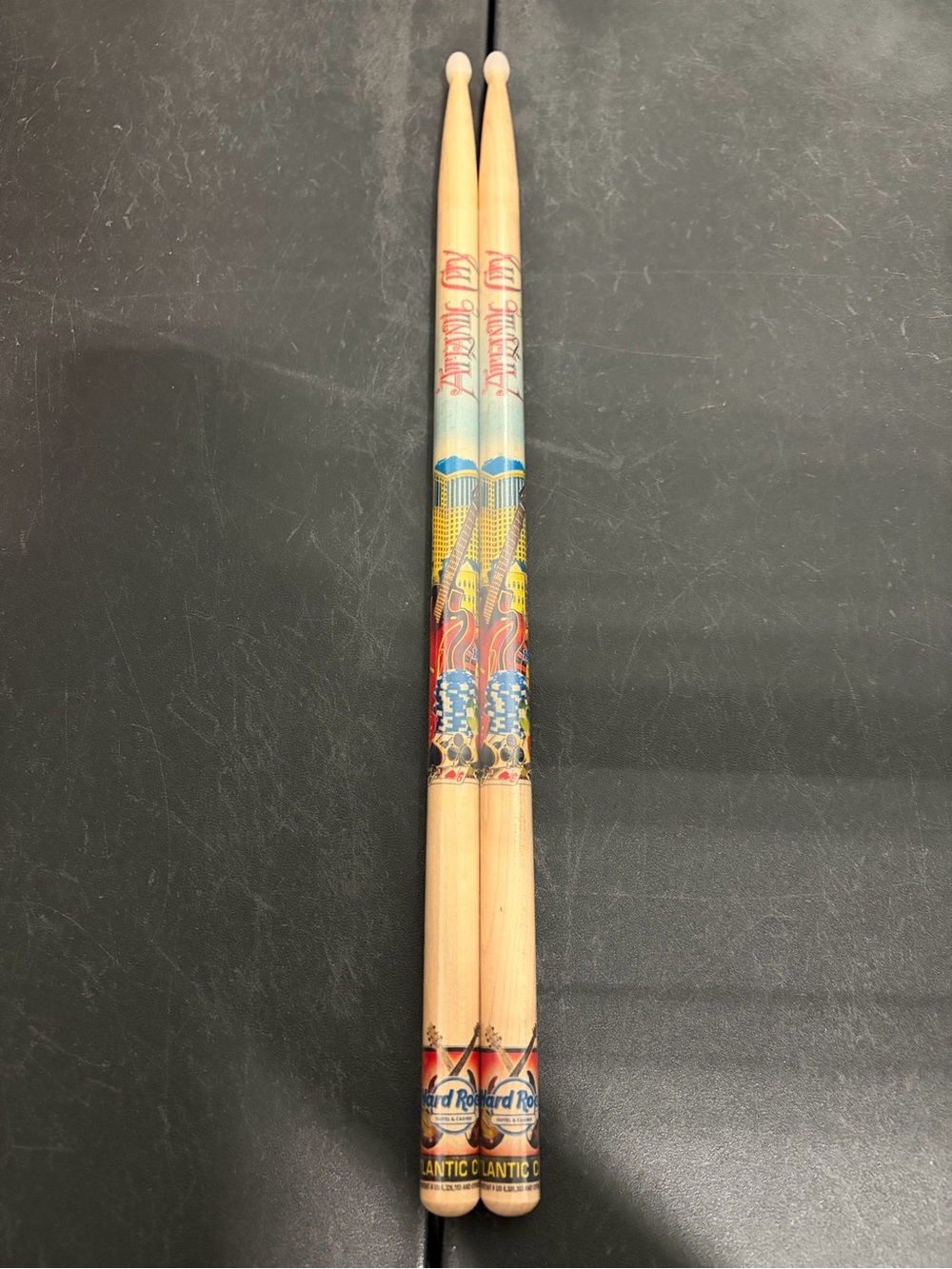 Hard Rock Cafe Atlantic City 16" Matching Collectors Wood Drumsticks Art Stick